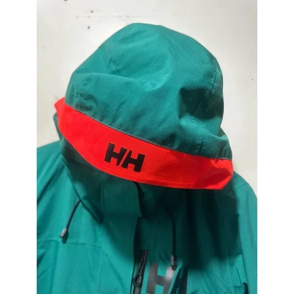 Helly Hansen Powshot Ski Long Jacket Coat Women Medium Green Hooded Snowboarding - Picture 12 of 16